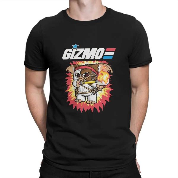 Camisetas masculinas Gremlins Filmes Gizmo T-shirt para homens retro xadrez Roupa de poliéster Harajuku T-shirt D240509