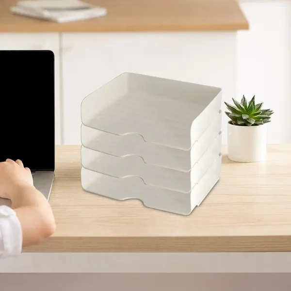 Kağıt Tutucu Masa Organizatörü 4 Katmanlı Çekmeceler Kutu İstiflenebilir Masaüstü Depolama Rafı Office Belge Dosyası Kitabı Kurtarıcı