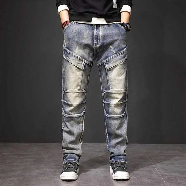 Herren Jeans 2024 Frühling/Sommer Neue Modetrends Retro Multi -Taschen -Bein Herren lässig losen komfortable Plus -Größe Hosen Q240509