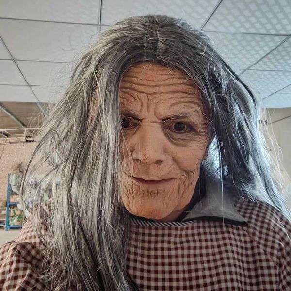 Parti Maskeleri Ücretsiz Teslimat Cadılar Bayramı Simülasyonu Eski Büyükanne Yüz Maskesi Gerçek Lateks Kostüm Rol Oyun Props Q240508