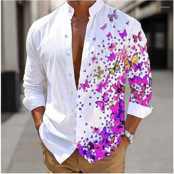 Camisa de vestido masculino camisa floral macio e confortável rosa azul verde da moda casual tops de rua ao ar livre de tamanho europeu xs-6xl