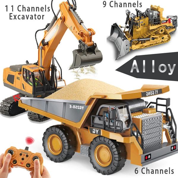 Mini Excavator Kids Dill RC Trucks Игрушка электромобиля для мальчика -инженерных автомобилей Дети дистанционное управление бульдозер -вилочное погрузка 240508