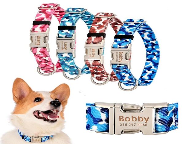 Collaro di cane in nylon personalizzato Collari per cani da compagnia personalizzata Tag Namplate Regolabile per cucciolo di cani di grande mezzo di grandi dimensioni Y205814595