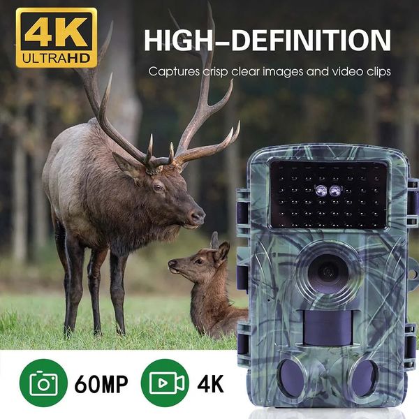 Camera da caccia video 4K Shoot Wildlife Trail Camera impermeabile 60MP 30 MP WiFi Live Vision Night Vision Outdoor Po Trap Camera 240428