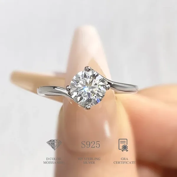 Cluster Rings Diamondworld Real 1ct Moissanite for Women Gift Solitaire Diamond Ring 925 Серебряное серебряное обруча