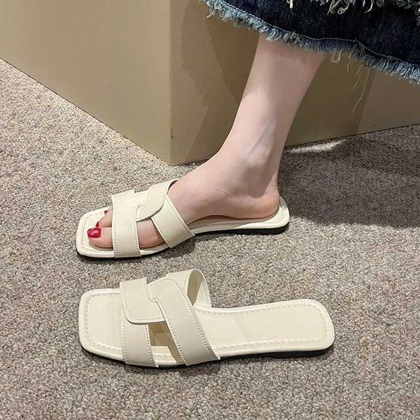 Hausschuheschuhe für Frauen 2023 Hot Sale Basic Womens New Fashion Wild Casual Solid Square Toe weiblich H240509