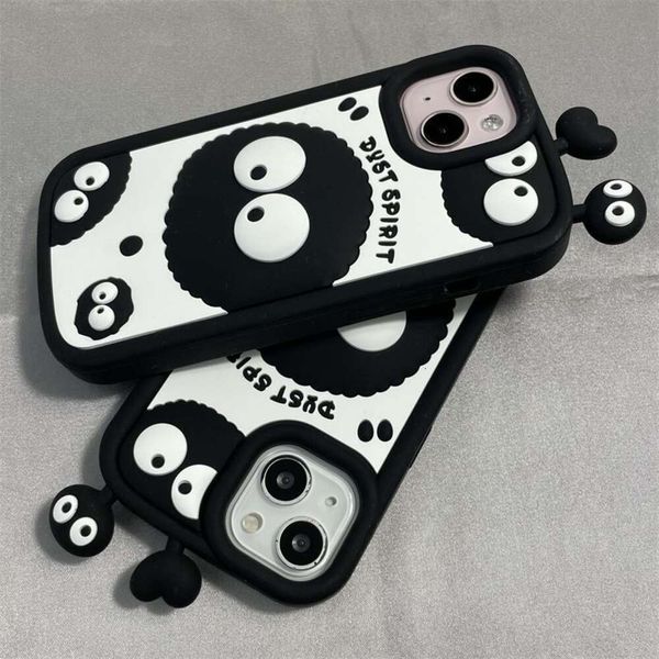 Sfera di carbone nero cartone animato 3d adatto per iPhone14promax Apple Phone Case 13 Silicone 12 Nicchia 11