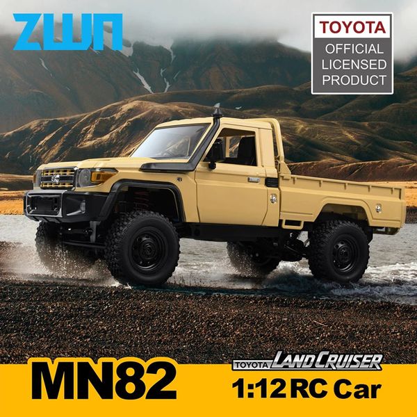 ZWN MN82 1 12 Auto retrò RC con luci a LED Simulazione a paesaggio Fullscale LC79 Professional 4WD Remote Control Pickup Modello di camion RC Toys 240508