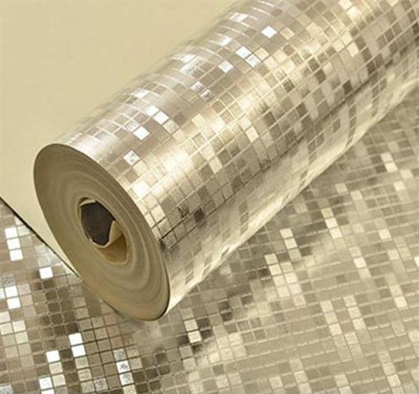 Glitter PVC Wallpapers Rolls Golden Silver Foil Bedroom Papel de parede espelho Mosaic Sparkle Papéis de parede 3D para decoração da casa da sala de casa249477688