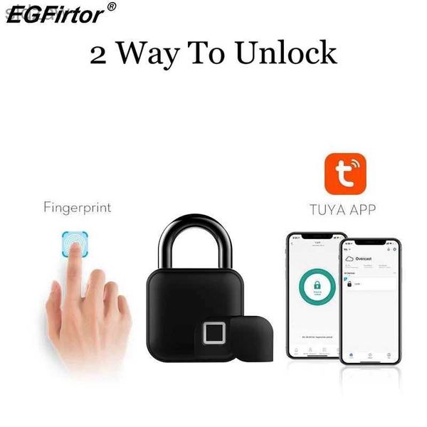 Smart Lock Tuya Impressão digital inteligente Bluetooth à prova d'água Smart Padlock Cabinet Lock Dormitório Anti-roubo Bloqueio USB Carregamento WX