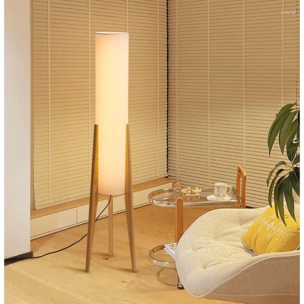 Stehlampen Holz E27 LED für Wohnzimmer Schlafzimmer Nachtlampe Umgebungsleuchte Sofa Seite Fernbedienung Dunkeles Lesen Leuchten