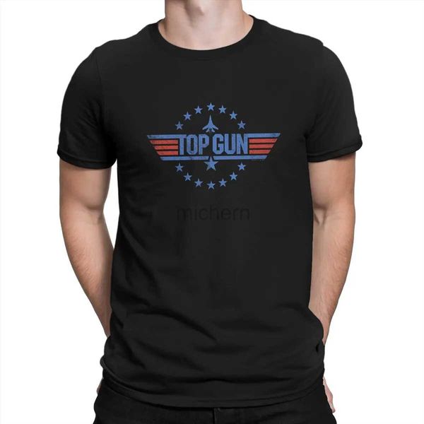 Herren T-Shirts Blue Top Gun T-Shirt Gothic Herren T-Shirt Sommerkostüm Harajuku Crewneck T-Shirt D240509