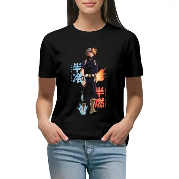 Polos femininos Boku No Hero Academia - T -shirt de camiseta Todoroki Camisetas engraçadas para mulheres