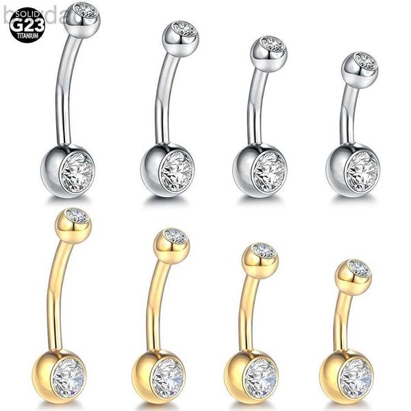 Позлывые кольца 1pcs G23 Титан 14G Золотой цвет пупок кольца кнопки пупок Nombril Piercing Cz Gem 6/8/10/12 мм бар пирсинг сексуальный ювелирные изделия D240509