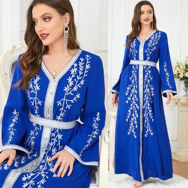 Abbigliamento etnico ricamo da donna musulmana maxi abito Dubai tacchino kaftan kaftan abito abito abito islamico jalabiya 2024 eid ramadan caftan