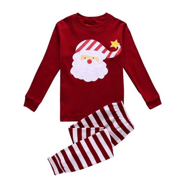 Kırmızı Noel Bebek Kız Bebek Pijama Kıyafetleri% 100 Pamuklu Noel Çocukları Pijama Seti 2-7 Yıllık Siray Boys Tee Tops Trouser 210413 252R