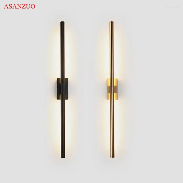 Lâmpadas de parede 2pc/lote de metal moderno quarto vestíbulo banheiro banheiro banheiro preto decoração de ouro preto espelho led