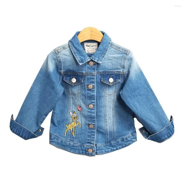 Giacche 3-6t di alta qualità Spring Girls Denim da abbigliamento da abbigliamento da abbigliamento da fiore cappotti jeans giacca per bambini vestiti per bambini abiti