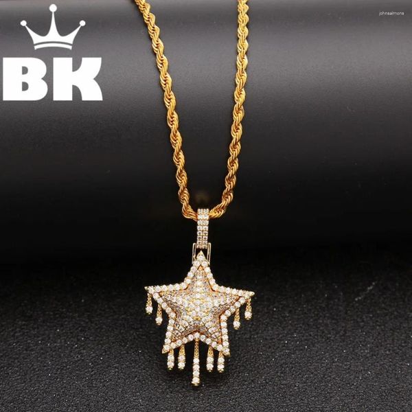 Подвесные ожерелья Bling King Custom Shing Star Singlace CZ Hip Hop Pull Iceed Out Cubic Circonia Charm Dripping Jewelry