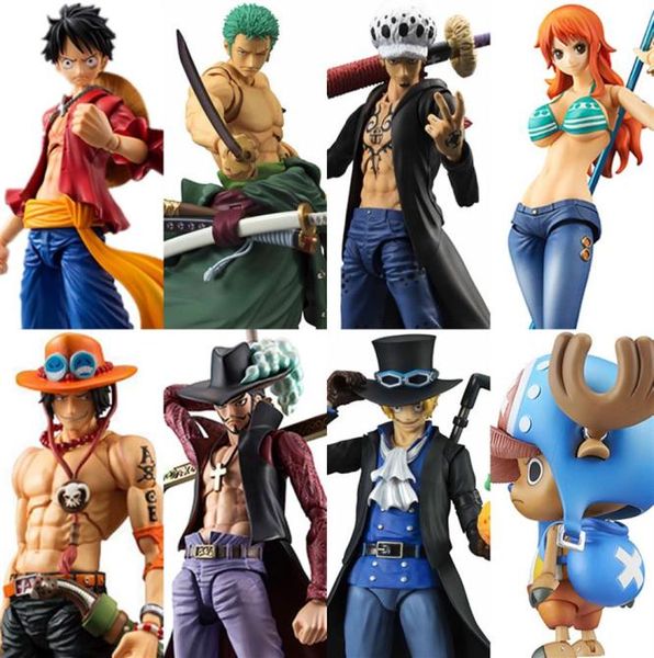 Megahouse Variable Action Heroes One Piece Luffy Ace Zoro Sabo Lei Nami Dracule Mihawk PVC Ação Figura Modelo Colecionável Toy T204423214