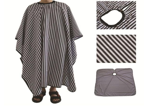 Black White Stripes cabeleireiro de avental Cabelo de avenida Supplias de Party Party Pongee Hairgee Hair Salon Shop Barber Capes Aprons.