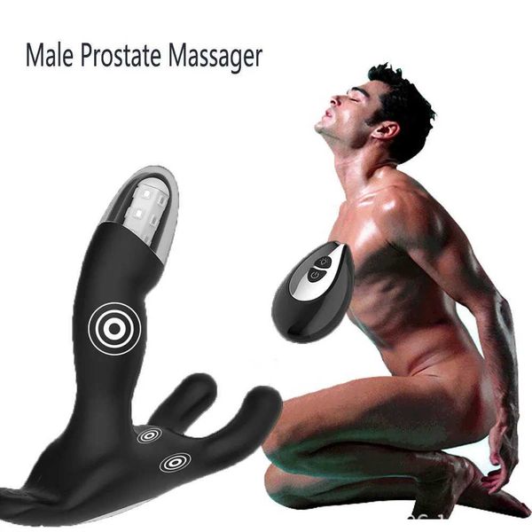 Outros itens de beleza de saúde Massageador de próstata masculino 12 Vibrador de vibrador de velocidade Plugue plugue sem fio controle remoto adulto brinquedos machos q240508