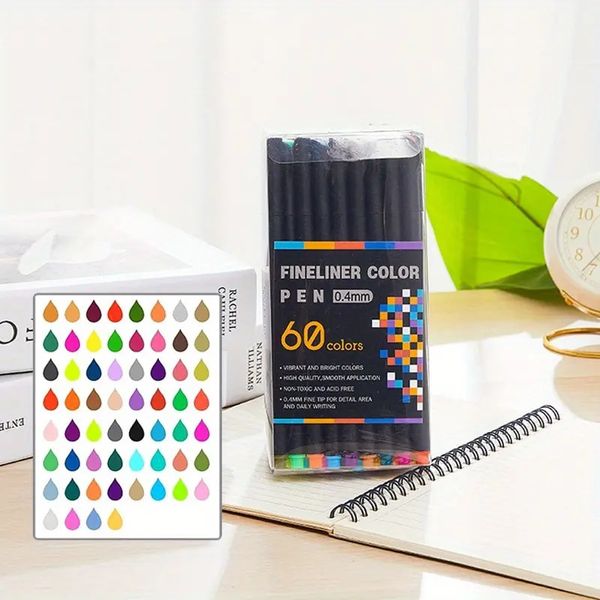 Professionelle 60 Farbe Bview Art Colored Pens Point Marker Fine Tipp Zeichnen Fineliner für Journaling Schreiben Note Büro 240425