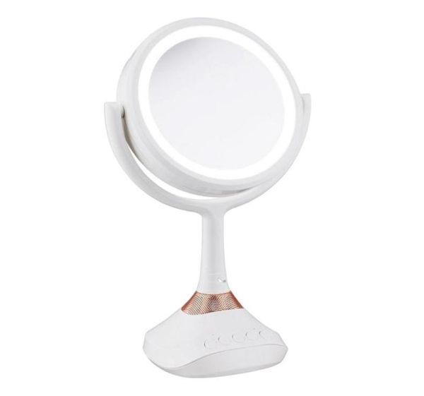 Tragbarer Bluetooth Music Player LED Dual Sided 360 Vanity Make -up Mirror Schlafzimmer Rasierspiegel 5x Vergrößerung7025917