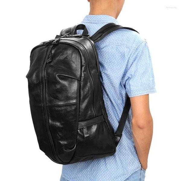 Borse per la scuola Maheu Solf in pelle Black Backpack Brack di pelle di pecora Big School borsa per maschi maschio femmina Lady Genuine Bagpack Satchel