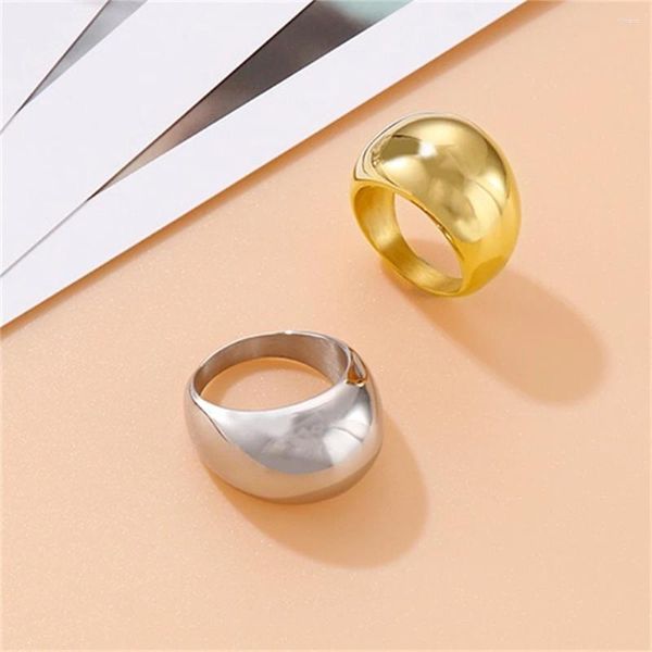 Eheringe Esale Edelstahl für Frauen Männer Gold Farbe breiter Ring Frauen männlicher Party Fingerschmuck Geschenk 2024 Trend kostenlos Schiff JZ001