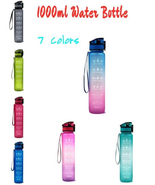 Bottiglie di acqua per le perdite di bicchieri da 32 once con il maker cronometraggio di bombolette sport motivazionali per bevande sportive in plastica per bevande sportive