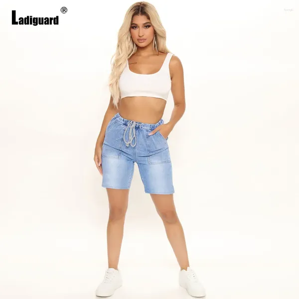 Jeans femminile ladiguard 2024 shorts di jeans sexy women patchwork corto jean streetwear mutandine in vita alta pantaloni vintage