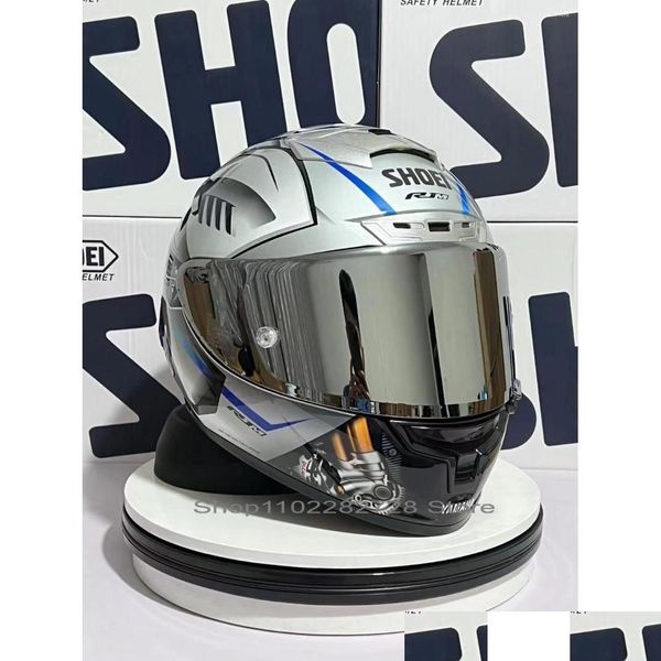 Caschi motociclisti Shoei X14 Casco X-FOURTEEN YZF-R1M Edizione speciale Sier Fl Face Racing Casco de Motocicleta Delivery Delivery Mobi Dhjrg