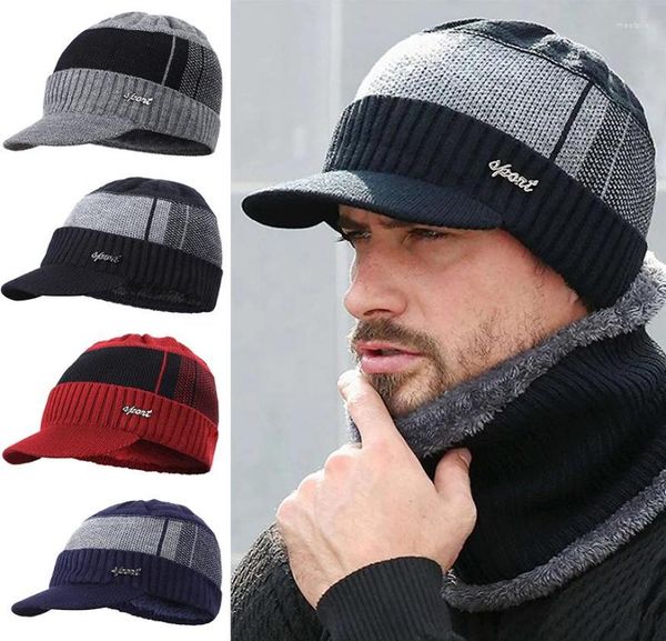 Boinas 2022 Winter Cotton Cap Visor Knit Beanie Hedging Hedging Man Caps ao ar livre Men Letter Letra Graphic Hat6413687