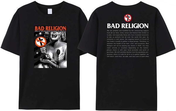 T-shirt maschile 2024 T-shirt di Bad Religion Summer Cotton Fashion Short Slve Mens Womens Short Slve Bad Nun Reversible Stampato T T240506