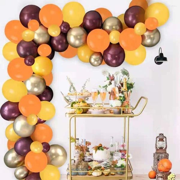 Decorazione per feste 102 pezzi giallo arancione arancione tema autunno autunno del ringraziamento Halloween palloncini di zucca kit ghirlanda glogos arredamento