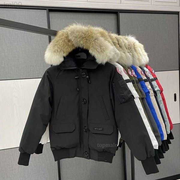 MENS Down Parkas Moncier di alta qualità Canada Puffer Jacket Women Men Goose Parka Real Wolf Fur Hoodie pilota pilota giacche bombardiere abbottonata giunta giubbo