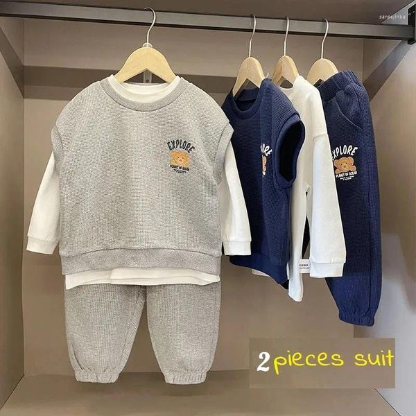 Giyim Setleri Bebek Erkekler Kolsuz Sweatshirt Sweathant Çocuklar 2 Parçalı Kıyafet Jumper Pantolon Jogging Suit Çocuk Takibi 1-10 yıldır