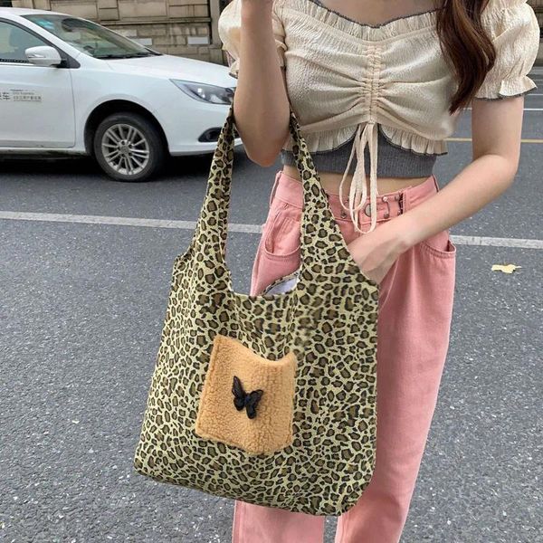 Sacchetti da sera hylhexyr vintage leopardo spalla spalla grande tela tela borsela borsetta da viaggio per donne