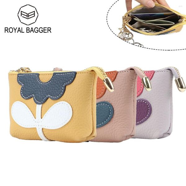 Sagni delle tracorsi Royal Bagger Cute Coin Borse for Women Genuine Cow Cow in pelle Mini Portafoglio casual Mini Picco di stoccaggio con portachiavi 1521 1521