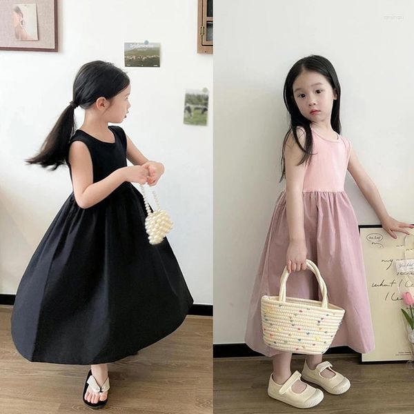 Abiti da ragazza 3-8T abito estivo Summer Dold Sweet Classic Design senza maniche Long Cotton Fresco Fare Festa Festa Picnic Casual Vestidos