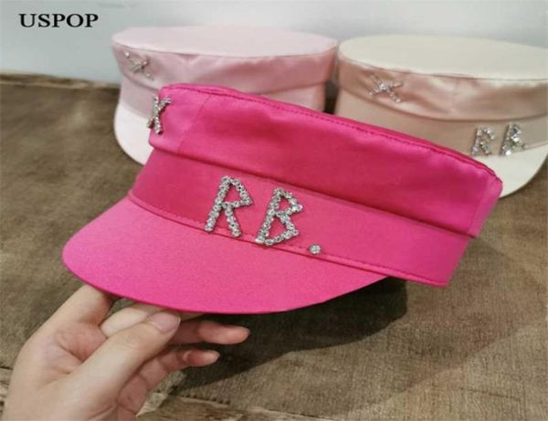 USPOP Satin Diamond Letter Sboy Caps Women Flat Militray Caps S M L 2112279610571