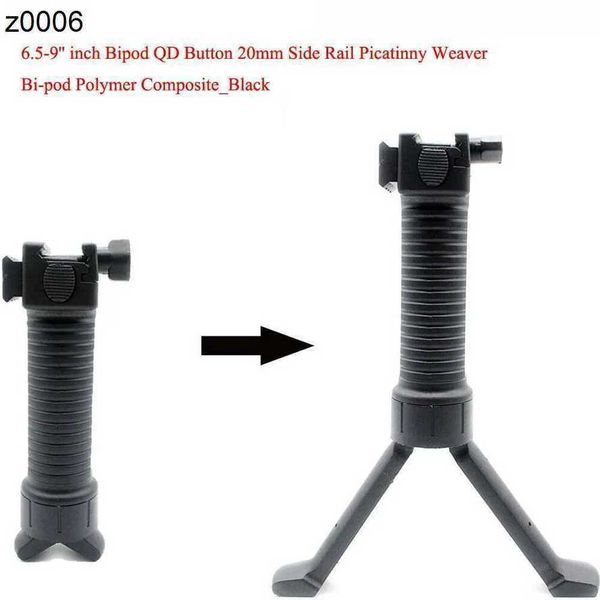 Parte Novo 6.59 Black Universal Polymer Bipod QD Button 20mm Picatinnyweaver Rail lateral frete grátis RR RR