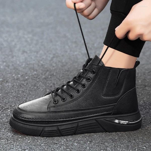 Sapatos casuais soltar homens tênis masculino alto pão de moda de designer quente de inverno