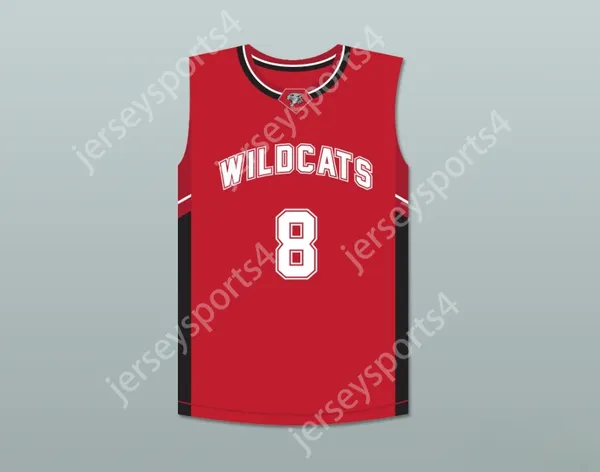 Custom Nay Mens Youth/Kids Chad Danforth 8 East High School Wildcats Red Basketball Jersey Top Top S-6XL Cucite S-6XL