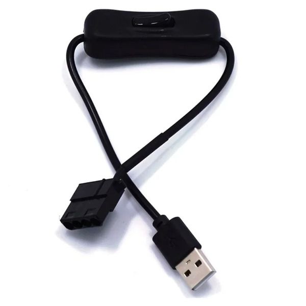 Alta qualidade 1 a 1 2 USB a 3 pinos / 4 pinos PWM 5V Cabo do conector do adaptador de energia de mangas USB com interruptor ON OFF
