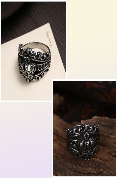 Anelli corona maschile Gomaya Nuovo Anello di moda Vendita calda Black Royal King Crown Knight Fleur de Lis Vine Rings for Men Gmyr2605386763