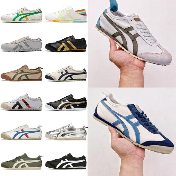 Designer tiger mexico 66 scarpe da corsa tigri addestratori di tela da donna grema di cilantro verde giallo bianco jogging puro jogging sneaker casual a piedi