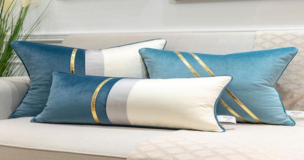 Cuscino patchwork in pelle di velluto copri cuscinetti grigio giallo blu navy cuscino da tiro per soggiorno divano camera da letto decorazioni per auto2238796