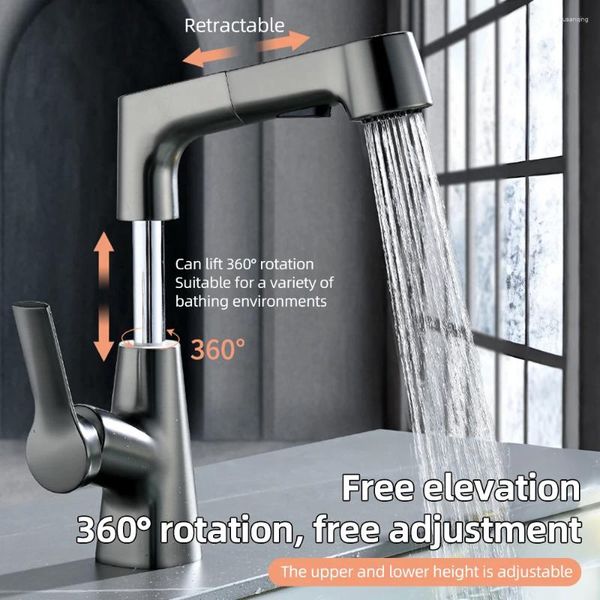 Küchenarmäuren rotatierbar und häufbar mit Pull Down Sprühhöhe Verstellbarer Kaltmixer Badezimmer Wasserhahn